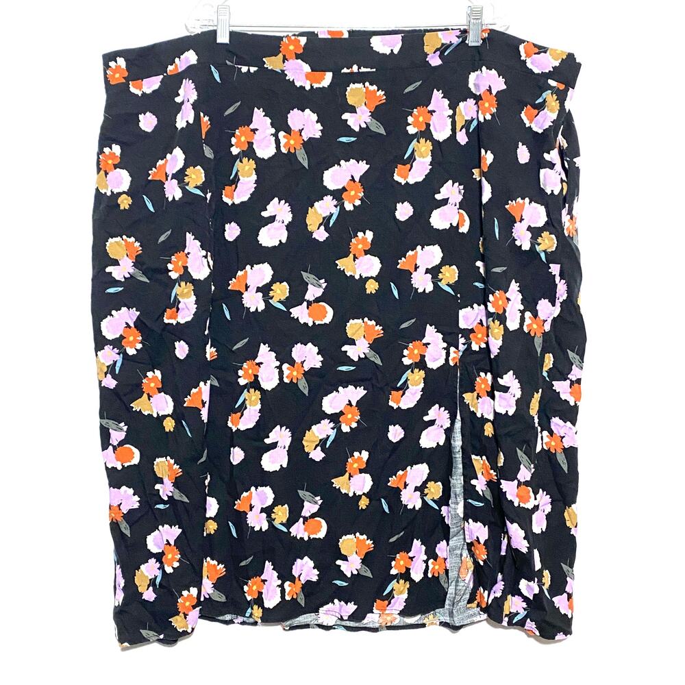 Ava & Viv Skirt Slit Elastic Waist Floral Pull On Womens Plus 4X Lyocell Rayon